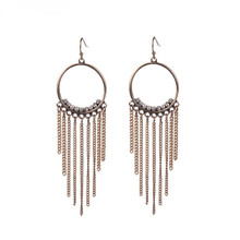 Fashion Gold Tassels Crystal Earring For Lady